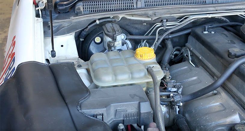 under the bonnet of car