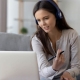 Girl on computer researching