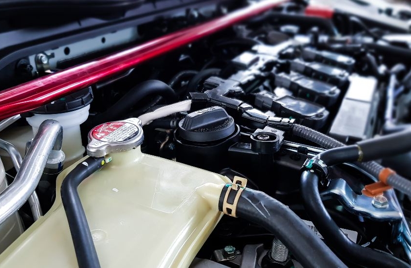 radiator cap close up in performance car