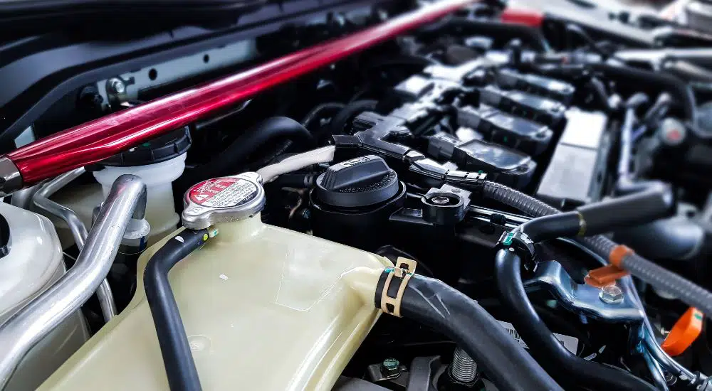 radiator cap close up in performance car