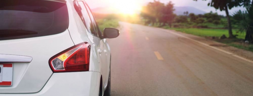 Car driving through the countryside