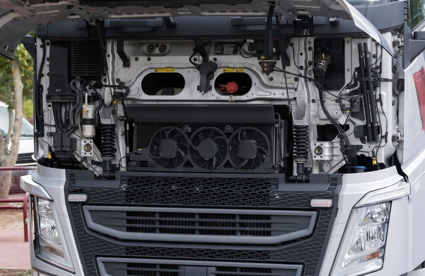 open view of truck radiator