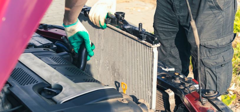 remove an old radiator from a car